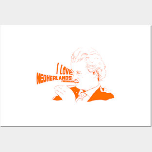 Geert Wilders i love Nedherlands themed graphic design Posters and Art